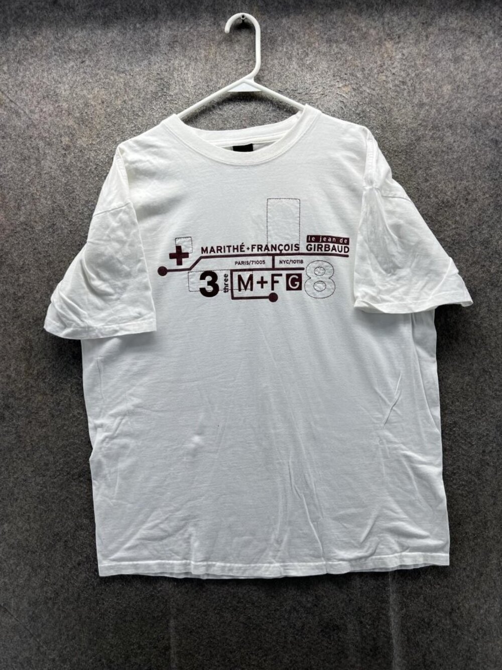 Marithe Francois Girbaud Shirt Mens Large White Graphic Tee Crewneck Print